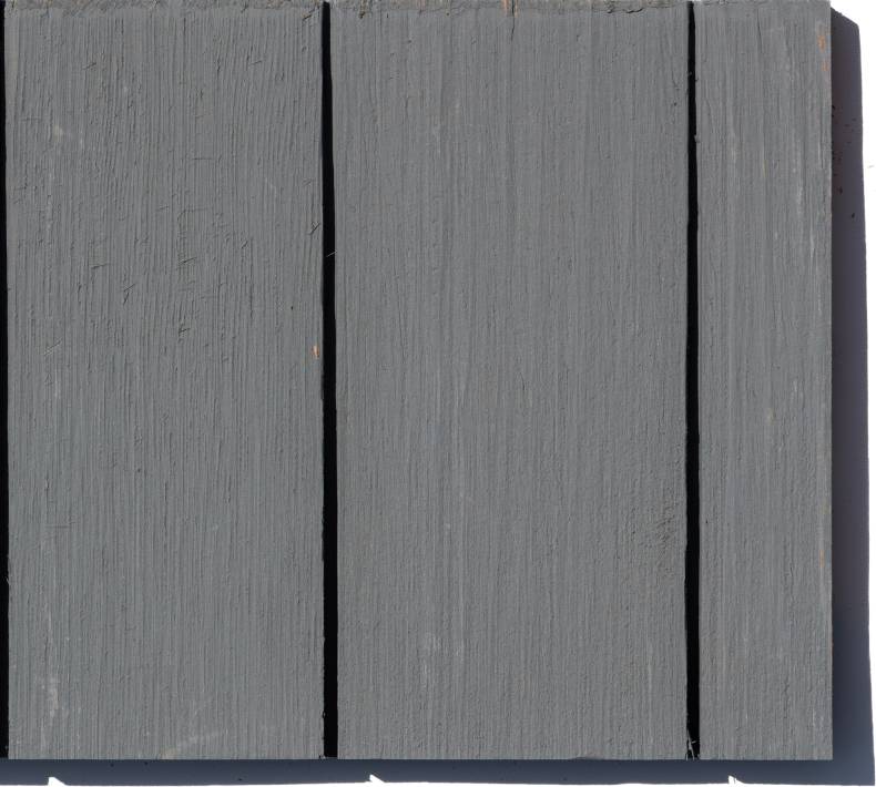 Sample panel of Shakertown® Dolly Varden siding in gray finish shown against white background.