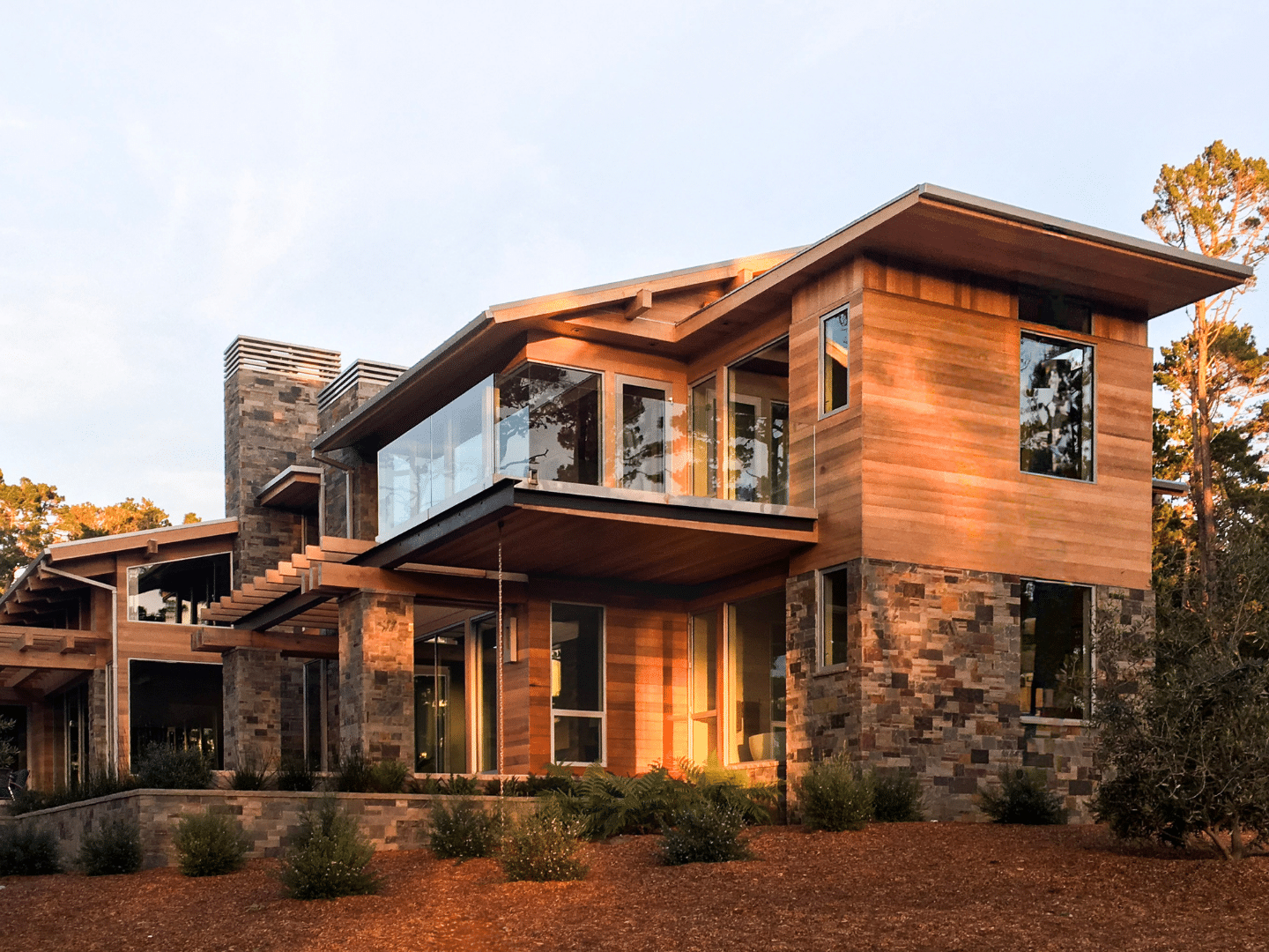 Contemporary residence featuring Shakertown cedar siding